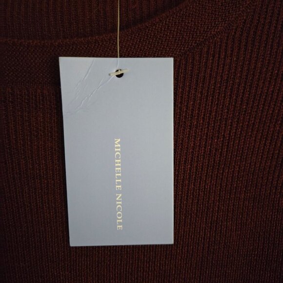 Michelle Nicole NWT Burgundy Tie Sleeve Round Neck Sweater Autumnal Size S - Picture 4 of 6